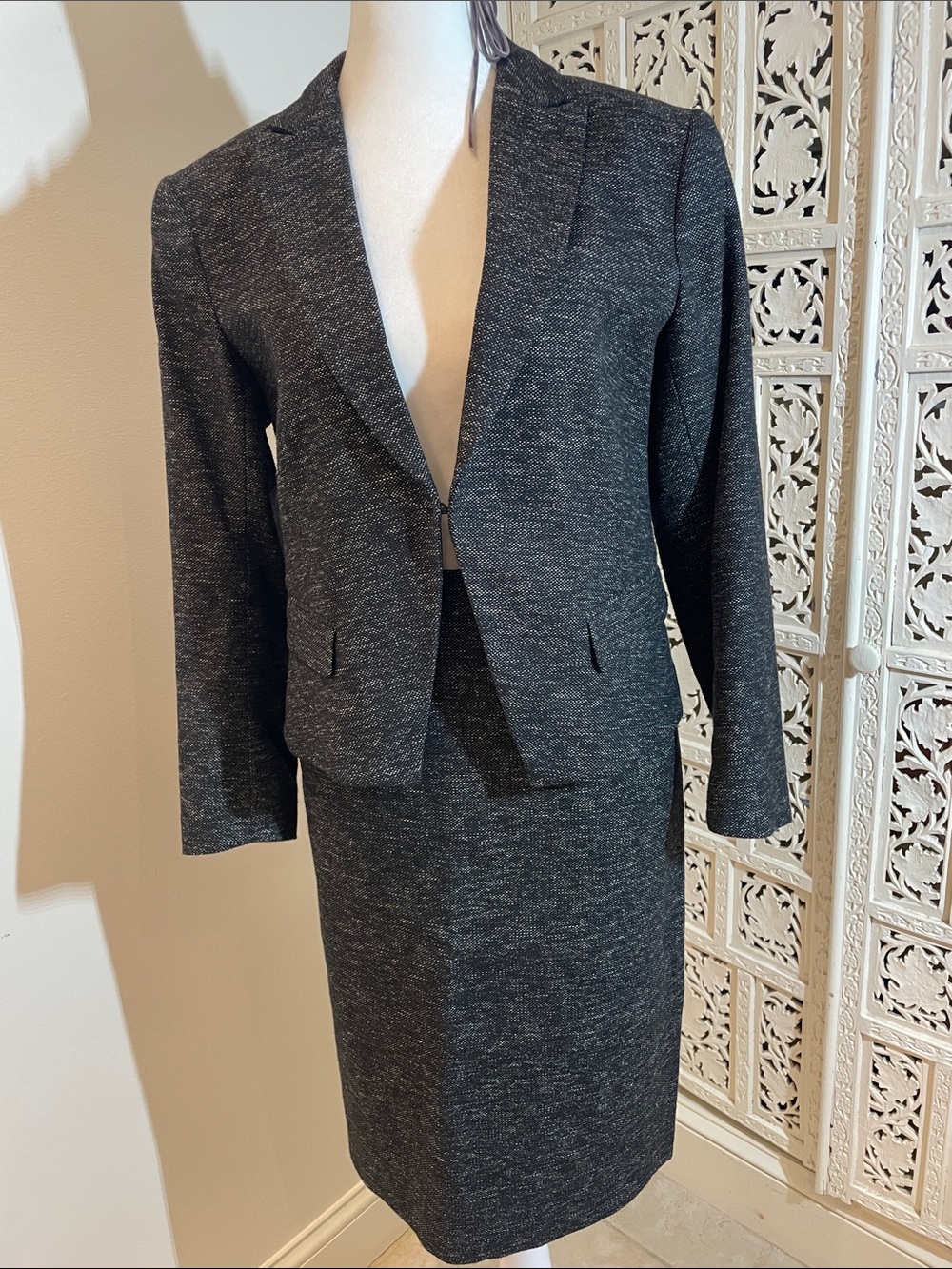 Theory Charcoal tweed Women's Tailored Blazer and skirt
